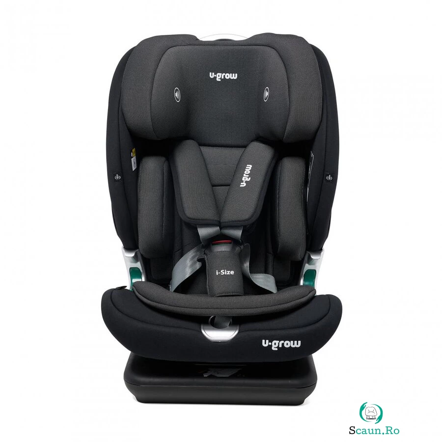 Scaun auto I-size U-Grow Goldfix Plus, isofix, 76-150 cm (9-36 kg), boxa bluetooth, negru la 695.00 lei ron