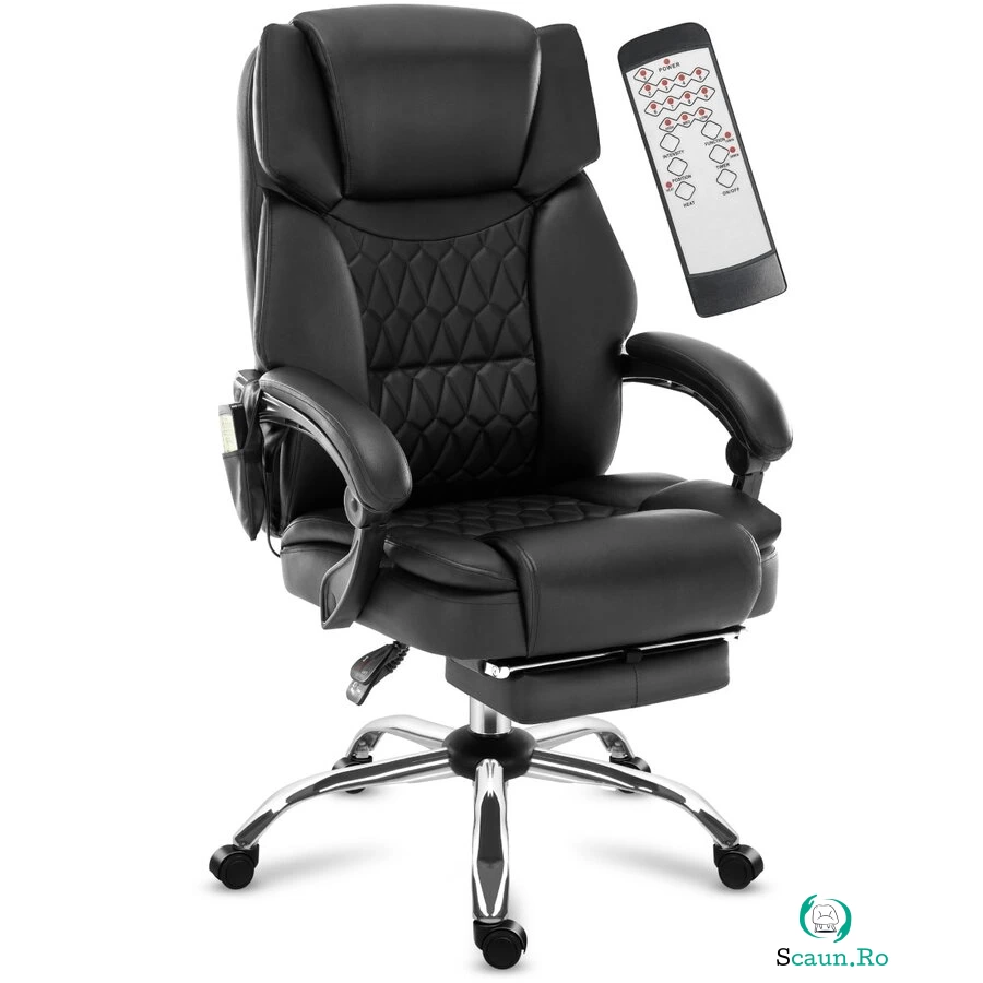 Mark Adler Scaun De Birou Cu Functie De Masaj Mark Adler Boss 6.0, Cu Suport Pentru Picioare, Functie De Incalzire, Negru