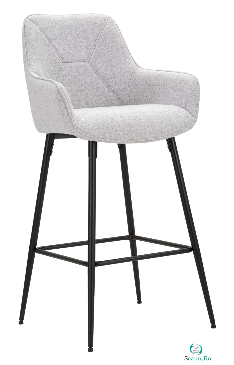 Set 2 scaune de bar, Grey, Mauro Ferretti, 55 x 55 x 109 cm, placaj/metal/textil, gri/negru la 1,169.00 lei ron
