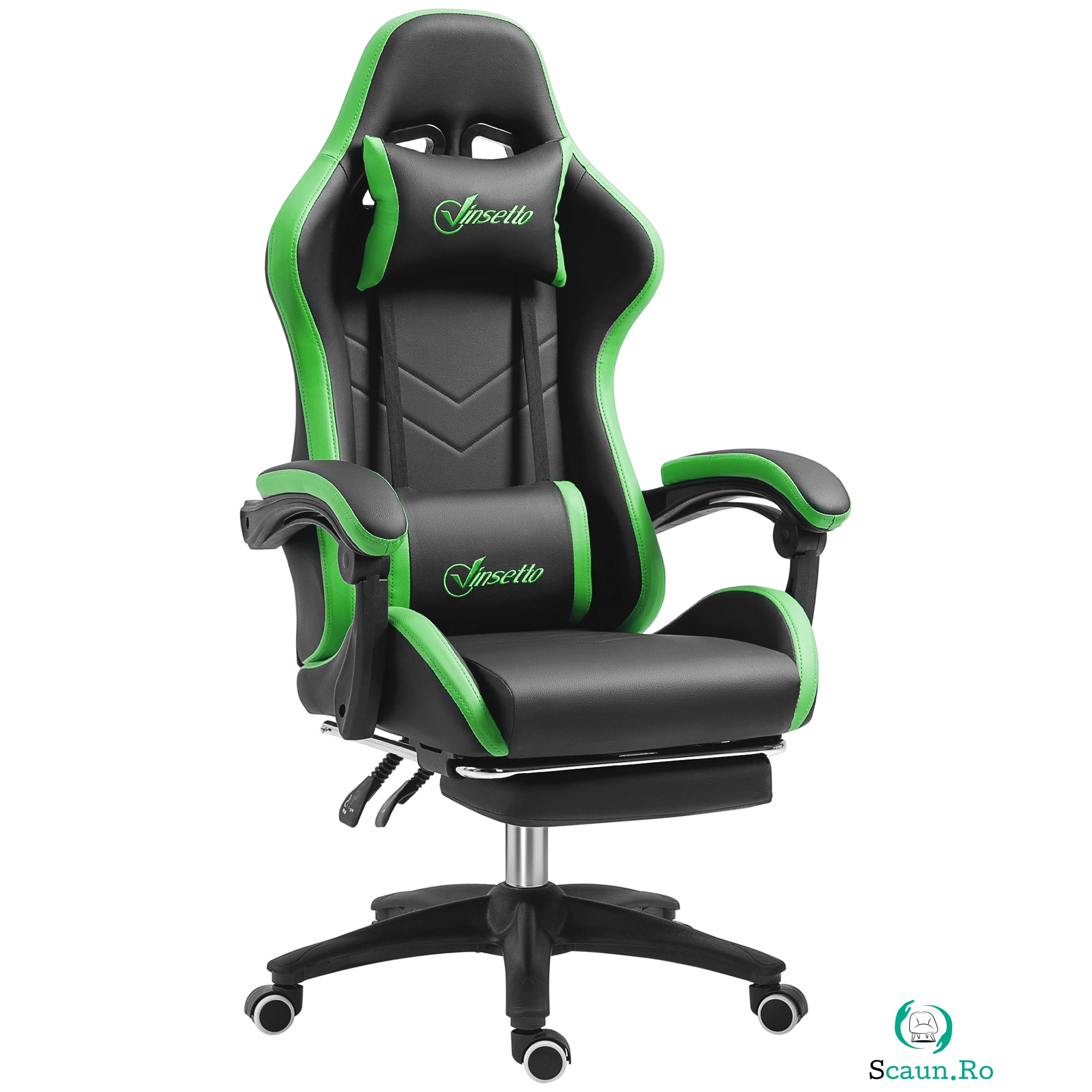Vinsetto Scaun Gaming cu Înălțime Reglabilă, Scaun Gaming Ergonomic cu Spătar Rabatabil, 65x65x121-129 cm, Negru | Aosom Romania la 569.99 lei ron