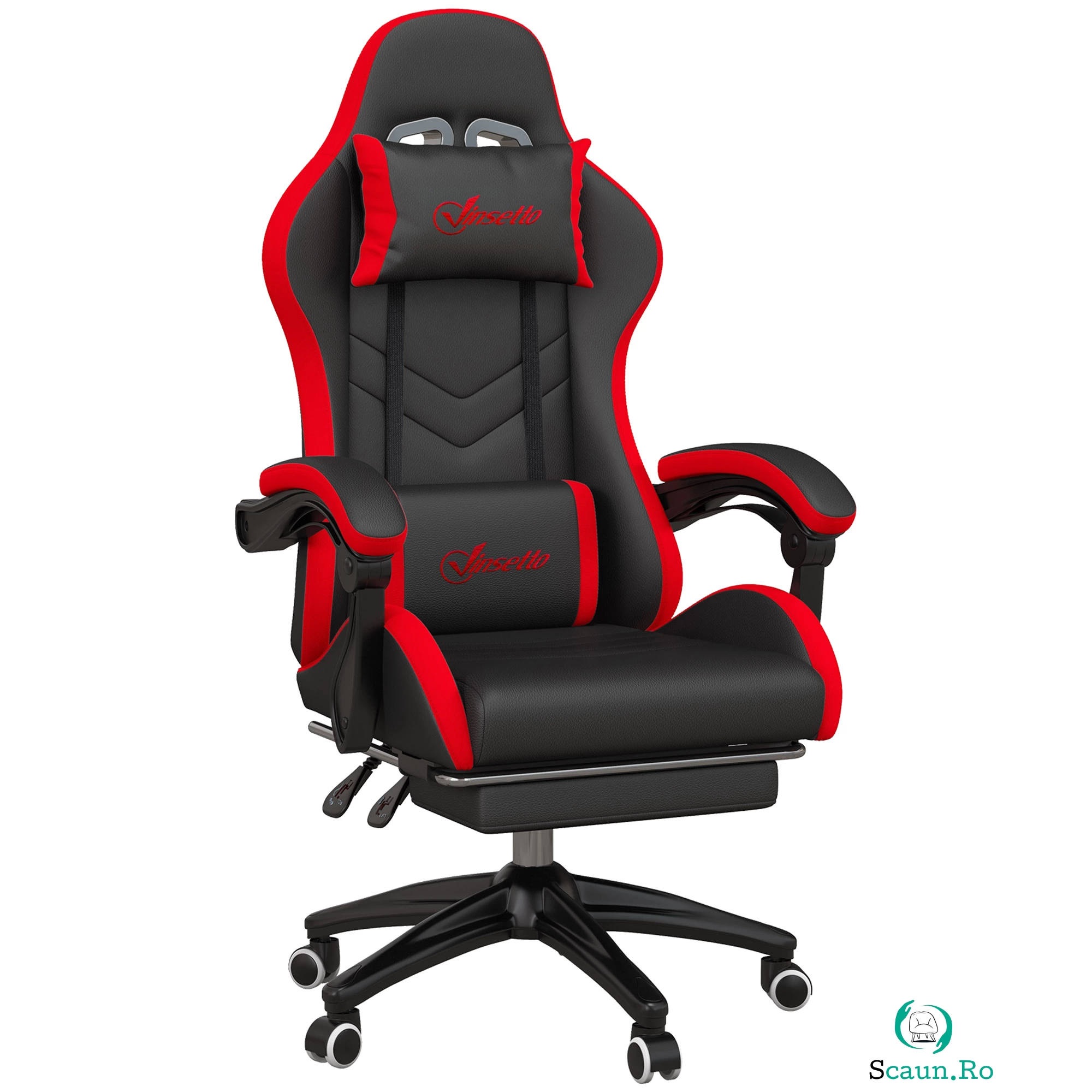 Vinsetto Scaun Gaming cu Înălțime Reglabilă, Scaun Gaming Ergonomic cu Spătar Rabatabil, 65x65x121-129 cm, Negru | Aosom Romania la 479.99 lei ron