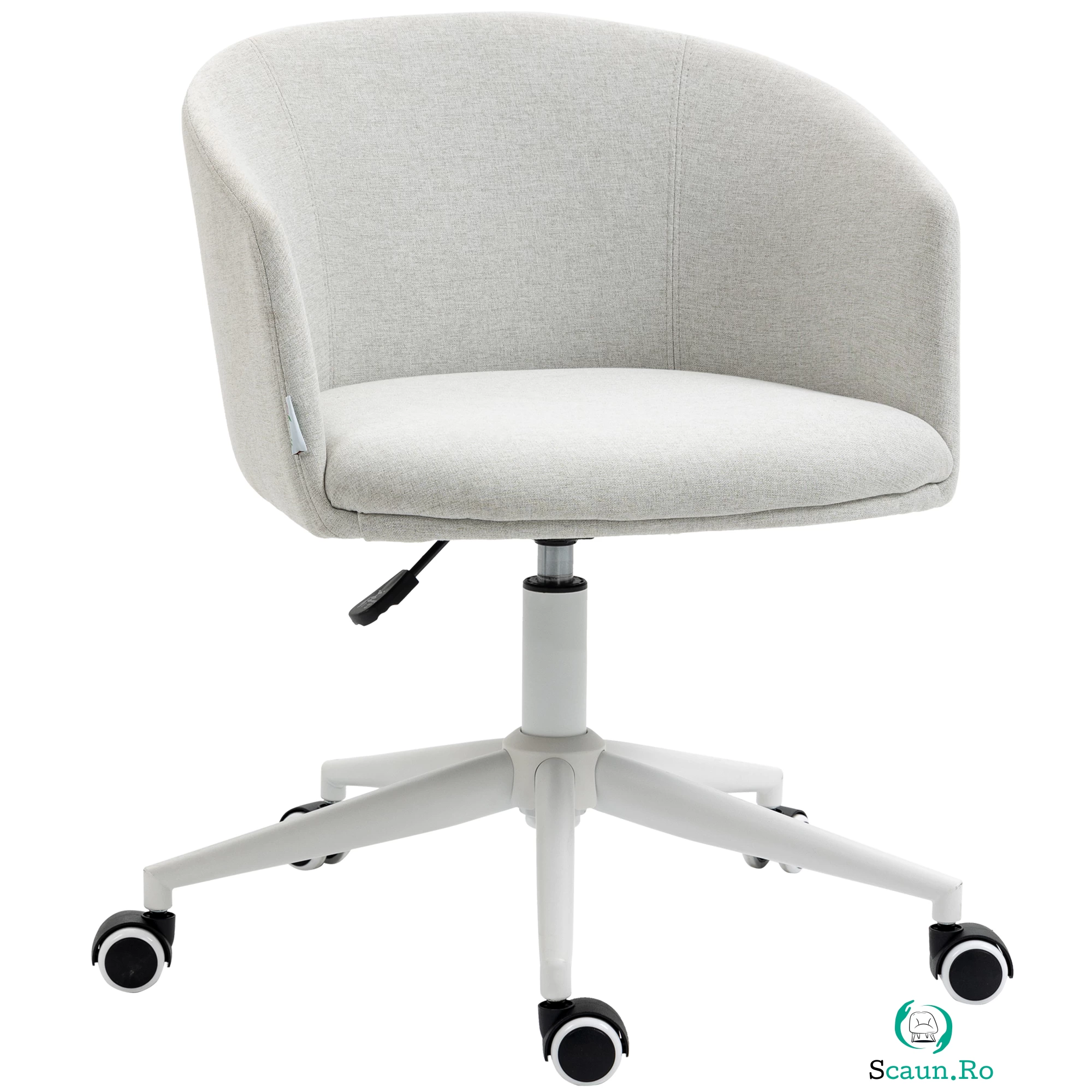 Vinsetto Scaun de Birou Confortabil, Material Textil, Înălțime Ajustabilă, Roți Ușoare, Ideal pentru Calculator, Gri | Aosom Romania