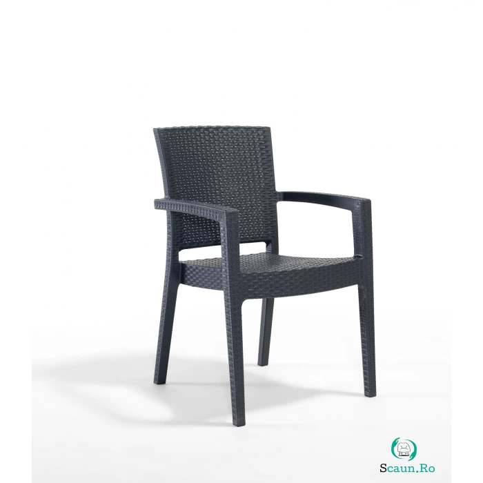 Scaun de gradina PARIS, model ratan, antracit, 62x57x88cm la 169.00 lei ron