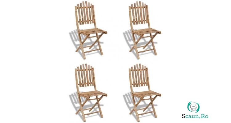 Scaun pliabil de bambus, 4 buc la 1,033.82 lei ron