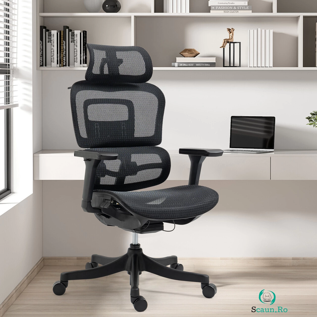 Scaun de birou ergonomic, Bedora Premium, mesh, negru la 899.00 lei ron