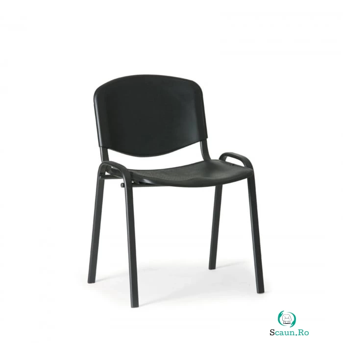 Scaun de birou VIZITATOR, cadru metalic + plastic negru, 54x45x82 cm la 159.00 lei ron