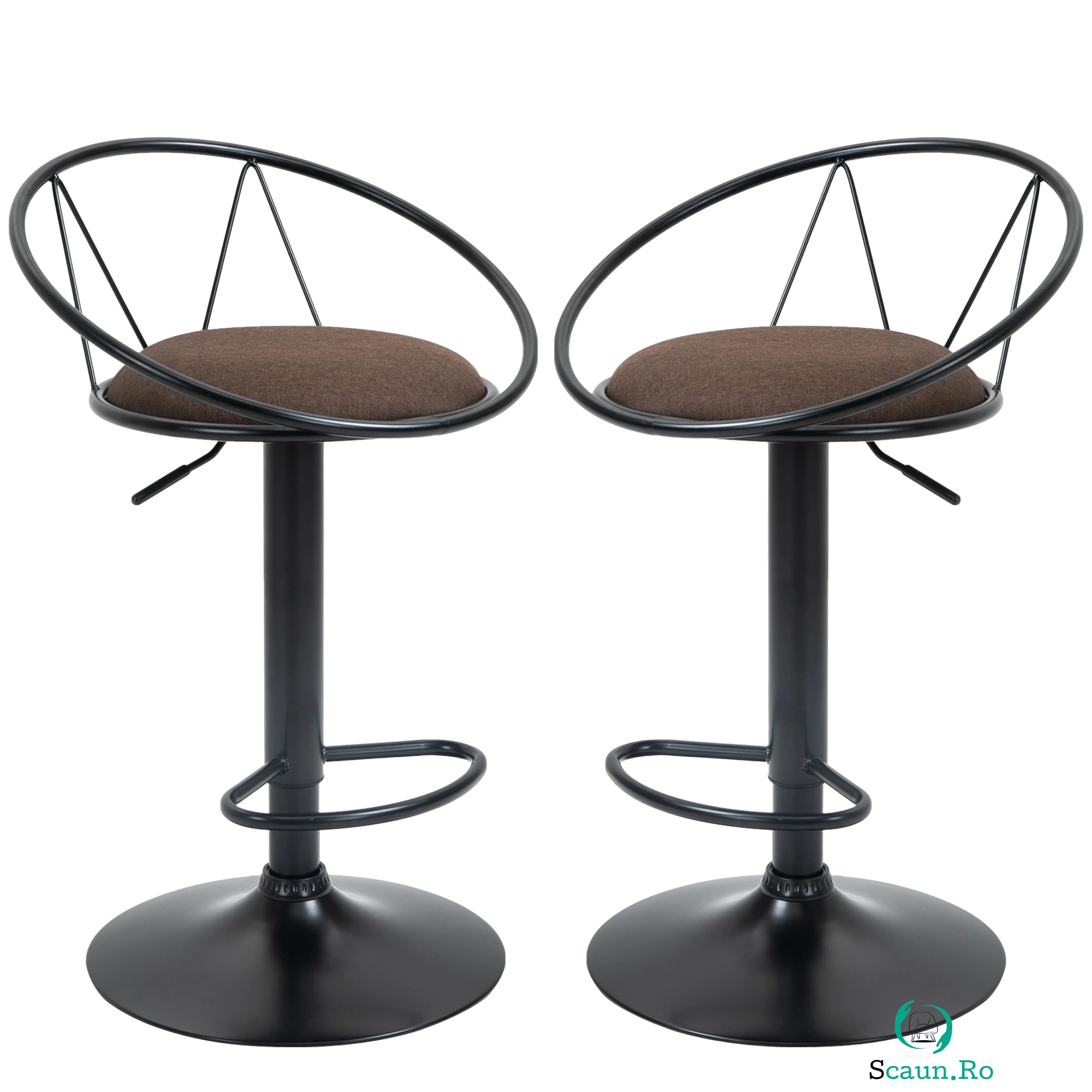 Set 2 scaune bar cu rotire de 360 de grade si suport pentru picioare 51x46x78-100cm HOMCOM | Aosom Romania la 399.99 lei ron