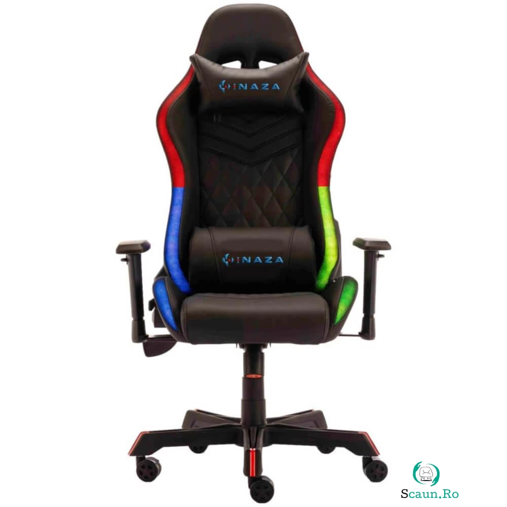 Scaun gaming Inaza Rainbow, iluminare RGB, Negru la 1,099.99 lei ron