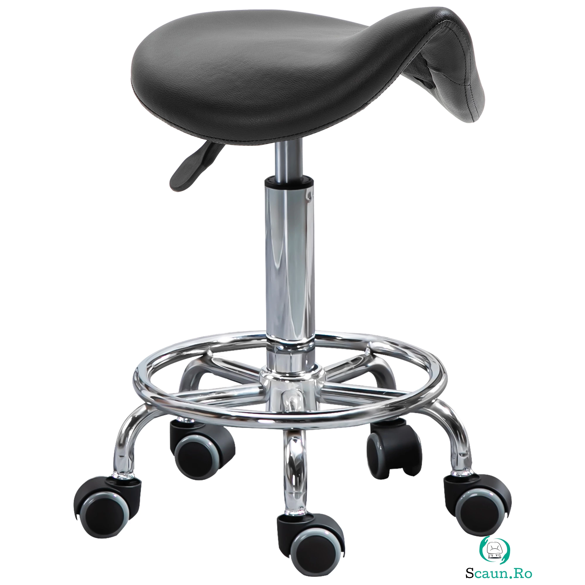 HOMCOM Scaun de Birou Reglabil, Ergonomic, cu Roti, Captușit cu Spumă, Negru 36.5x37.5x51-66cm | Aosom Romania la 289.99 lei ron