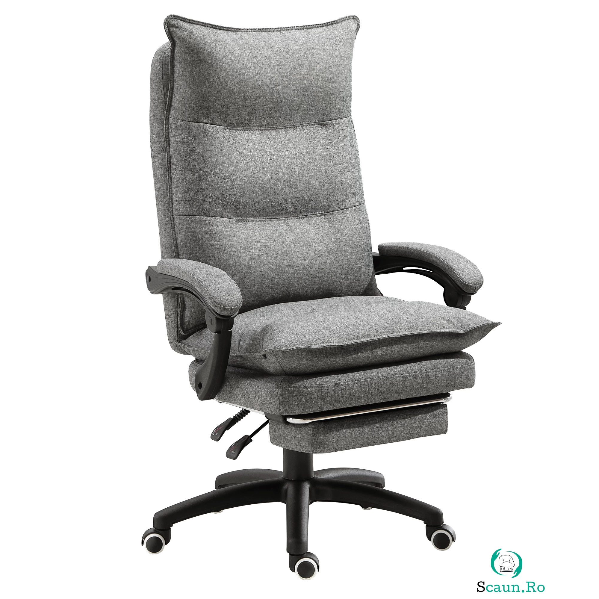 Scaun de birou ergonomic Vinsetto cu inclinare si masaj in 6 Puncte, inaltime reglabila, 70x62x120-130 cm, Gri | Aosom Romania