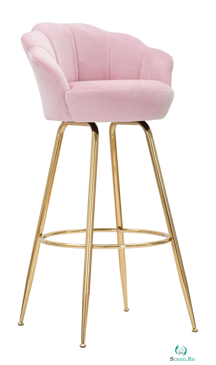 Scaun de bar Vienna, Mauro Ferretti, 55x55x110 cm, catifea, roz la 729.00 lei ron