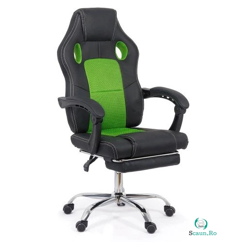 Scaun Gaming de birou cu suport de picioare OFF 3091 verde la 549.78 lei ron